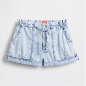 GAP Studio Light Blue High Rise Denim Easy Jean Shorts with Drawstring